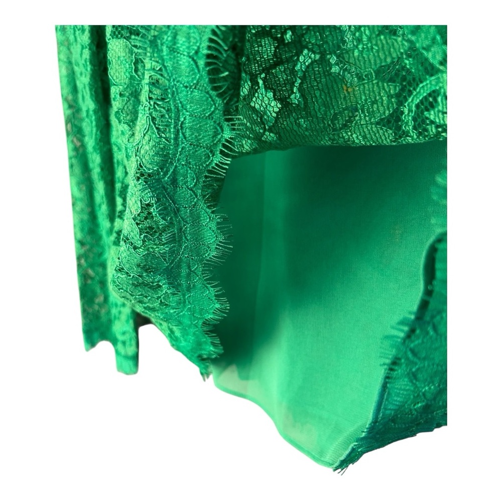 Diane von Furstenberg Green Lace Women’s Size 6 Long Sleeve Floral Lace Blouse - Picture 4 of 9
